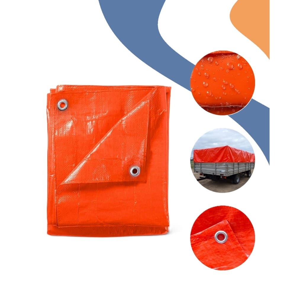 Lona Plástica Impermeável Laranja 3 x 2 Metros 70Gsm 100 Micras com Ilhós Reforçados
