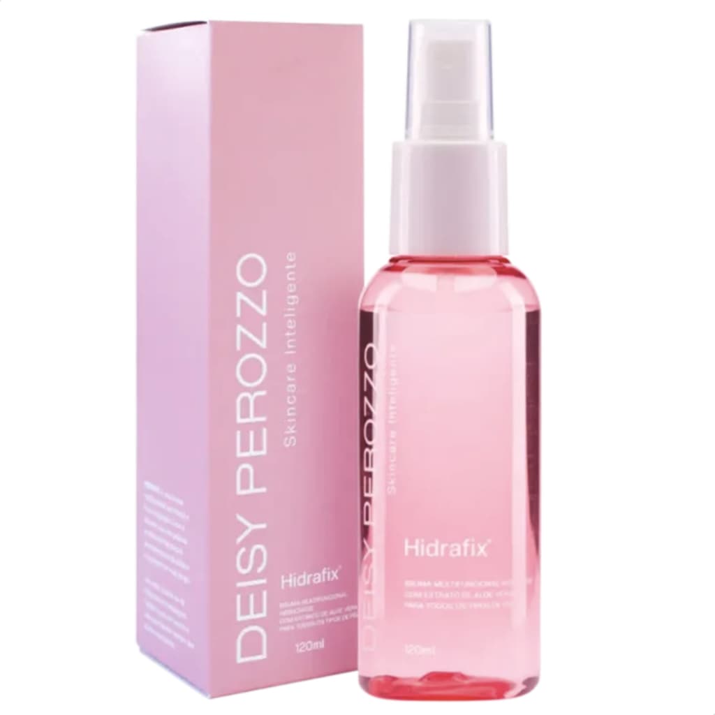Deisy Perozzo Hidrafix - 120ml Bruma Fixadora Hidratante Alta Durabilidade - Antes e Depois da Maquiagem