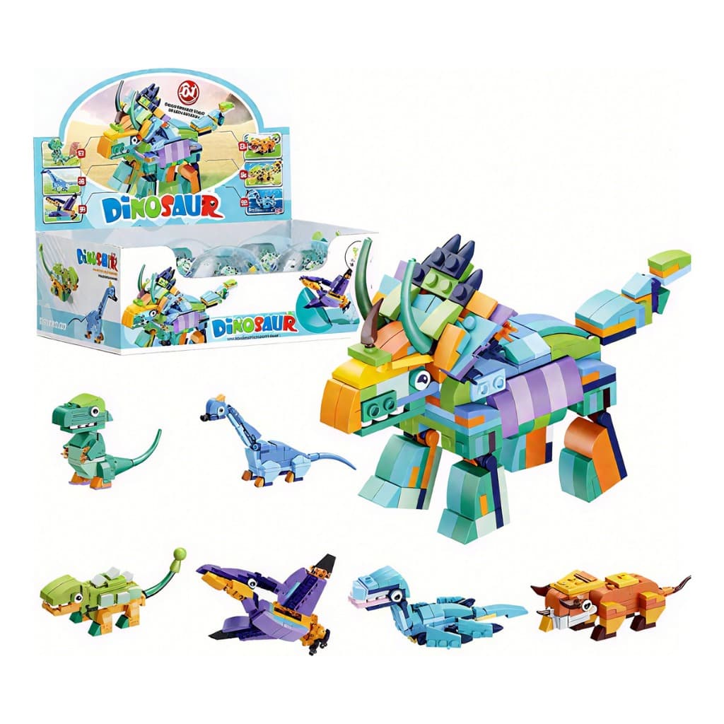 Brinquedo Educativo de Montagem de Dinossauros 6 em 1, Conjunto de Blocos Triceratops