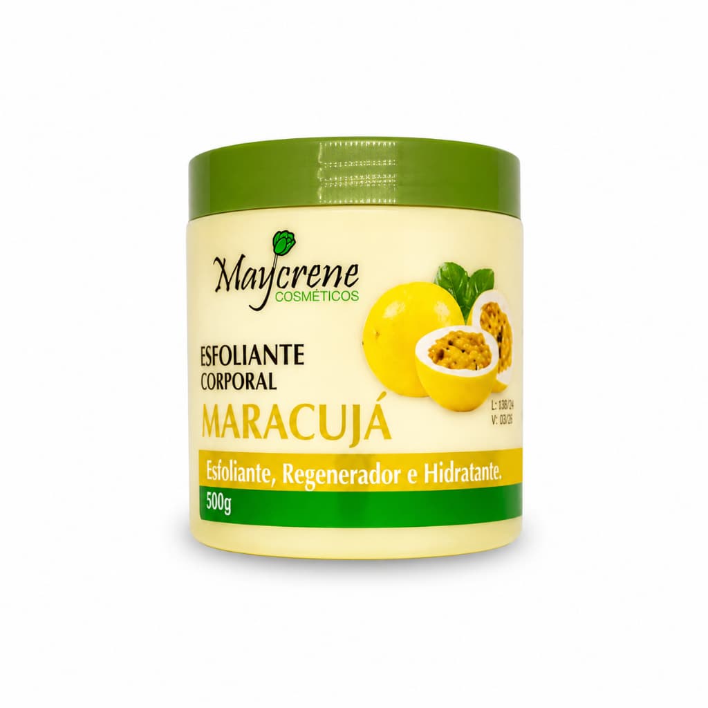 Esfoliante Corporal Maycrene Maracujá 500g - Pele Macia, Renovada e Hidratada com Aroma Tropical