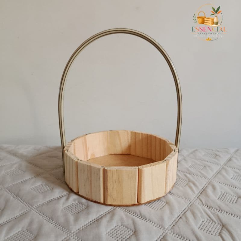 Kit 10 Cestas de Madeira de Pinus 18 CM Com alça Para Lembranças,Decoraçoes,Dia das Mães,Pais,Namorados e Cosméticos