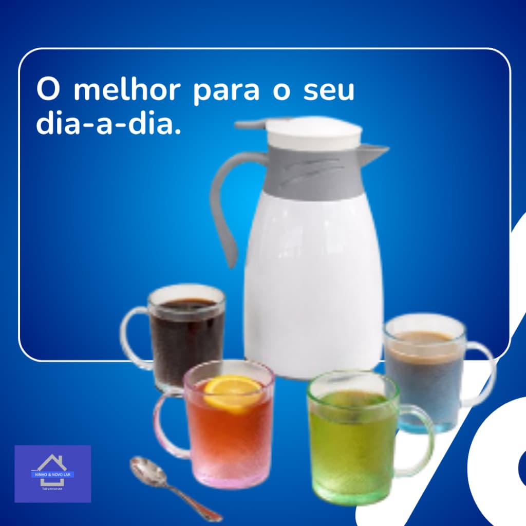 Garrafa Térmica 1 Litro Victoria com Jogo de Canecas | Alta Capacidade, Resistente e Ideal para Café