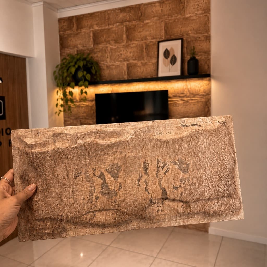 Kit 50 Placas PVC Madeira Rustica Stone Natural Autocolante 50x25cm