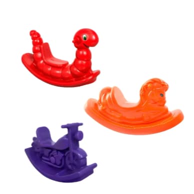 Kit com 3 Gangorras Infantis Valentina Brinquedos – Cavalinho, Nhoca e Moto para Playground e Área Kids