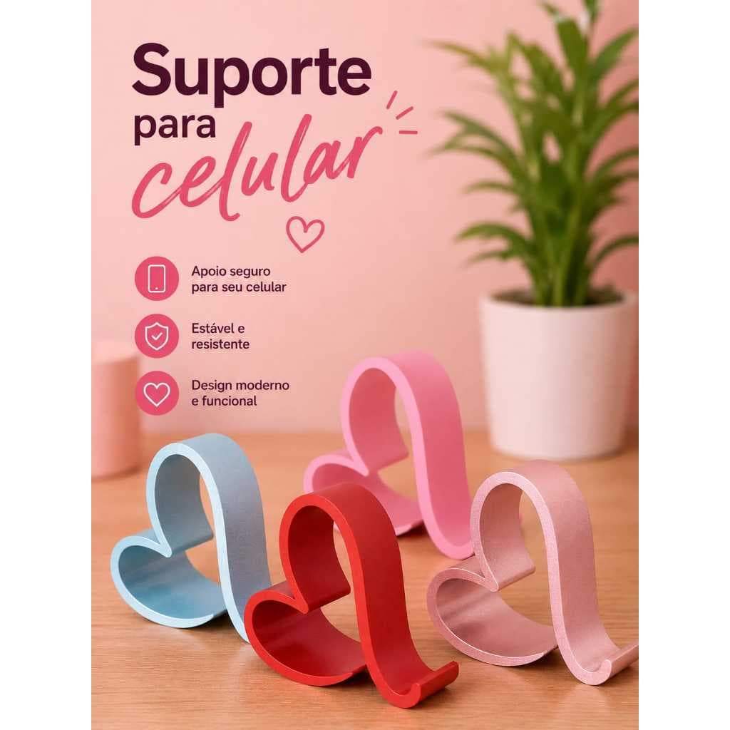 Suporte para Celular de Mesa Rosa Metálico | Base para Smartphone Elegante e Resistente