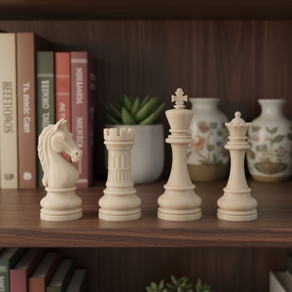 Kit Decorativo Xadrez 4 Peças Grandes Ornamento Elegante Sala Home Office