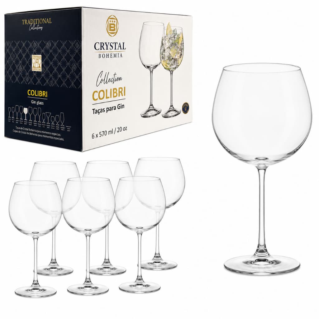 Bohemia Cristal - Conjunto Com 6 Taças De Gin Gastro Colibri de Cristal Ecológico 570ml