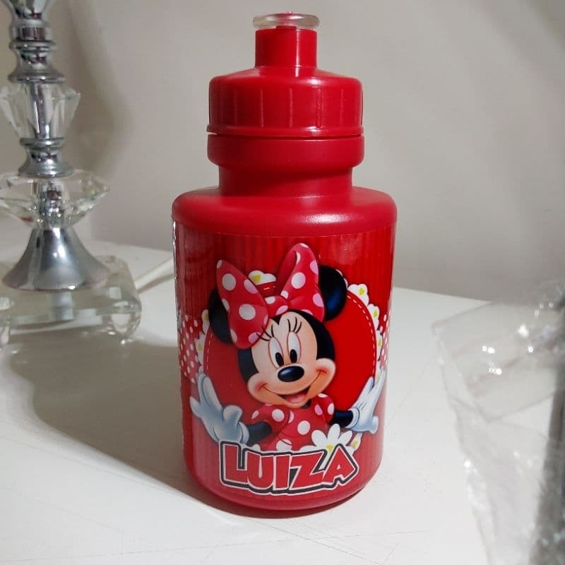 Garrafinha Escolar Squeeze 300ml Plástico, personalizado com tema e nome Vinil à prova d'água