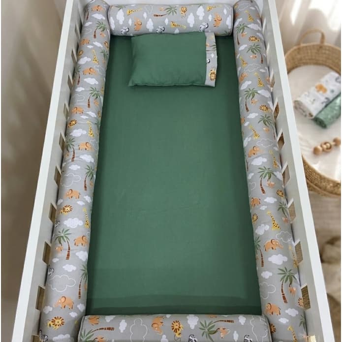 Kit De Berço Rolinho Estampado 100% Algodão 6 Peças Menina Menino