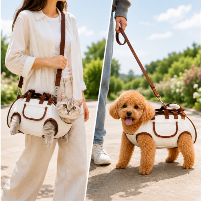 Bolsa Pet 2 Multifuncional – Transporte + Guia para Cães e Gatos