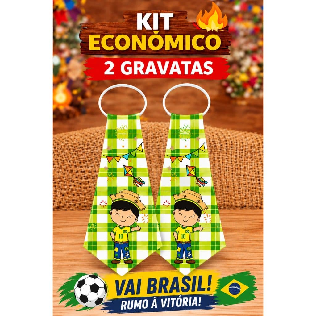 KIT COM 2 Gravatas Juninas do BRASIL Infantil com Elástico