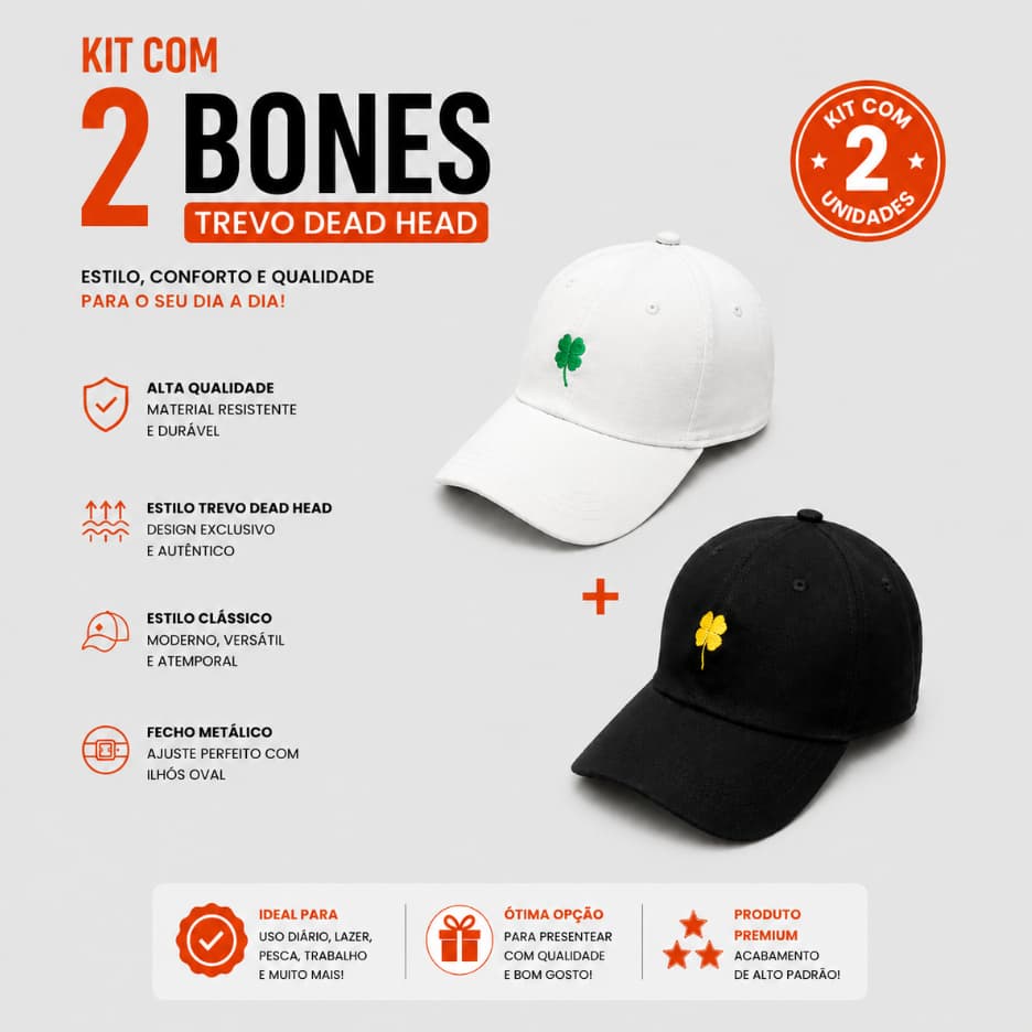 KIT 2 BONE TREVO DEAD HEAD ABA CURVA UNISSEX
