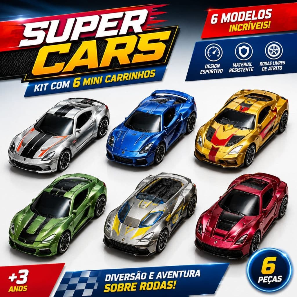 Kit de Miniatura Supercarros de plástico –  (6 Unidades)