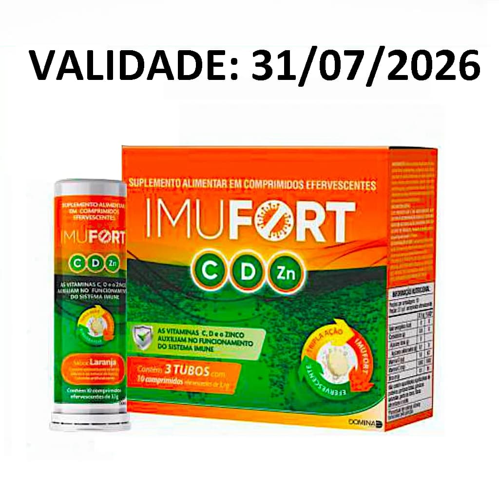 Kit 3 Imufort C D Zn Laranja 10 Comprimidos Cada Vitamina C Zinco Imunidade