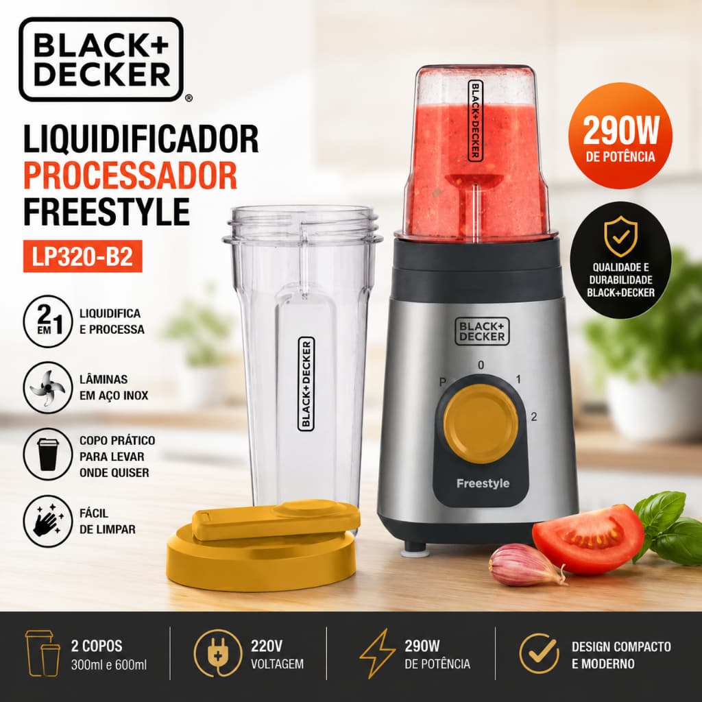 Liquidificador Processador Freestyle Black Decker Lp320-b2 220v