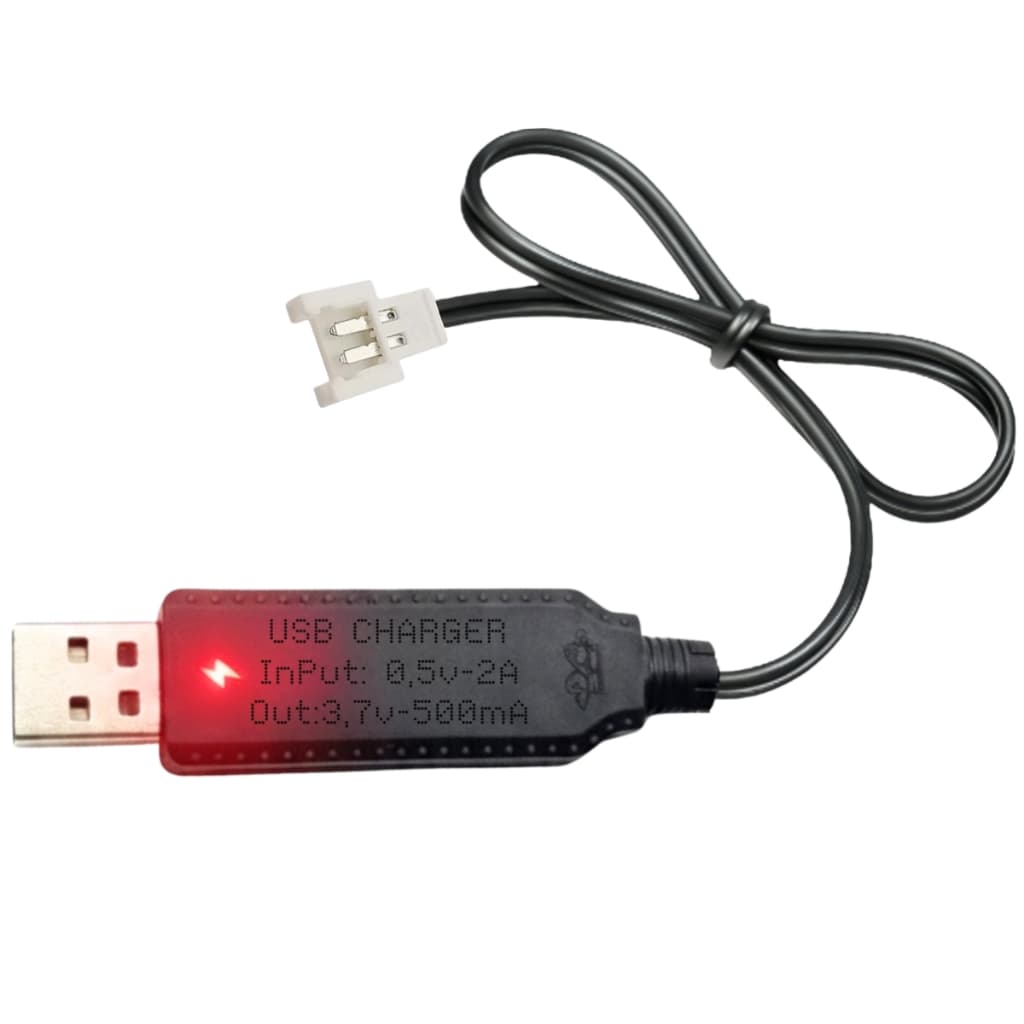 Carregador USB 1x1 mx2.0 Para Bateria 3.7V 500mA Conector Branco 2 Pinos