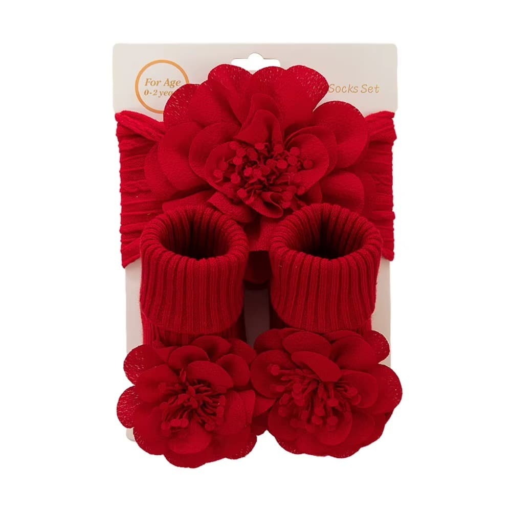 Conjunto Meias + Laço Bebê Headbands, Algodão, Antiderrapante, Tornozeleira 0-12m Meias Largas