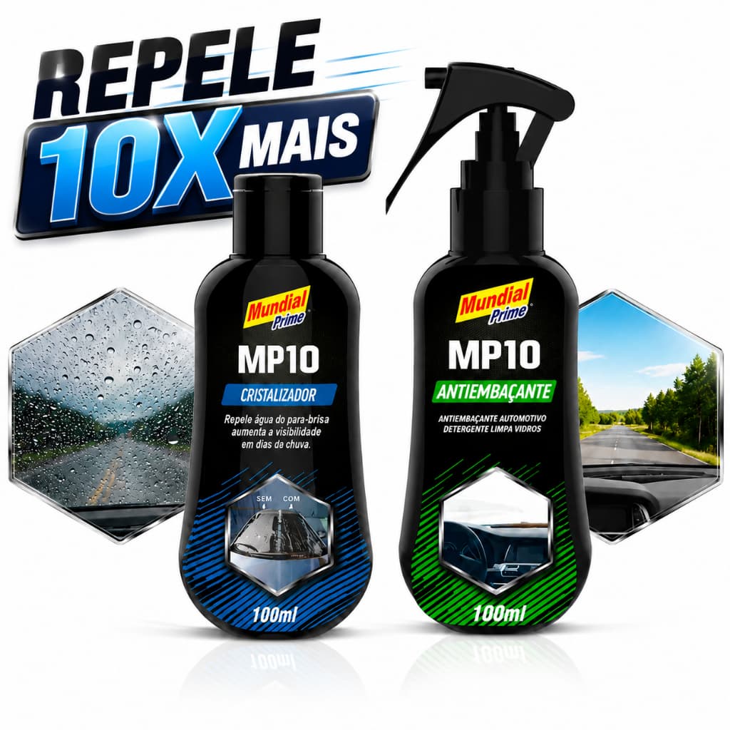 Kit Cristalizador + Antiembaçante Parabrisa Vidros Box Repele e Não Embaça