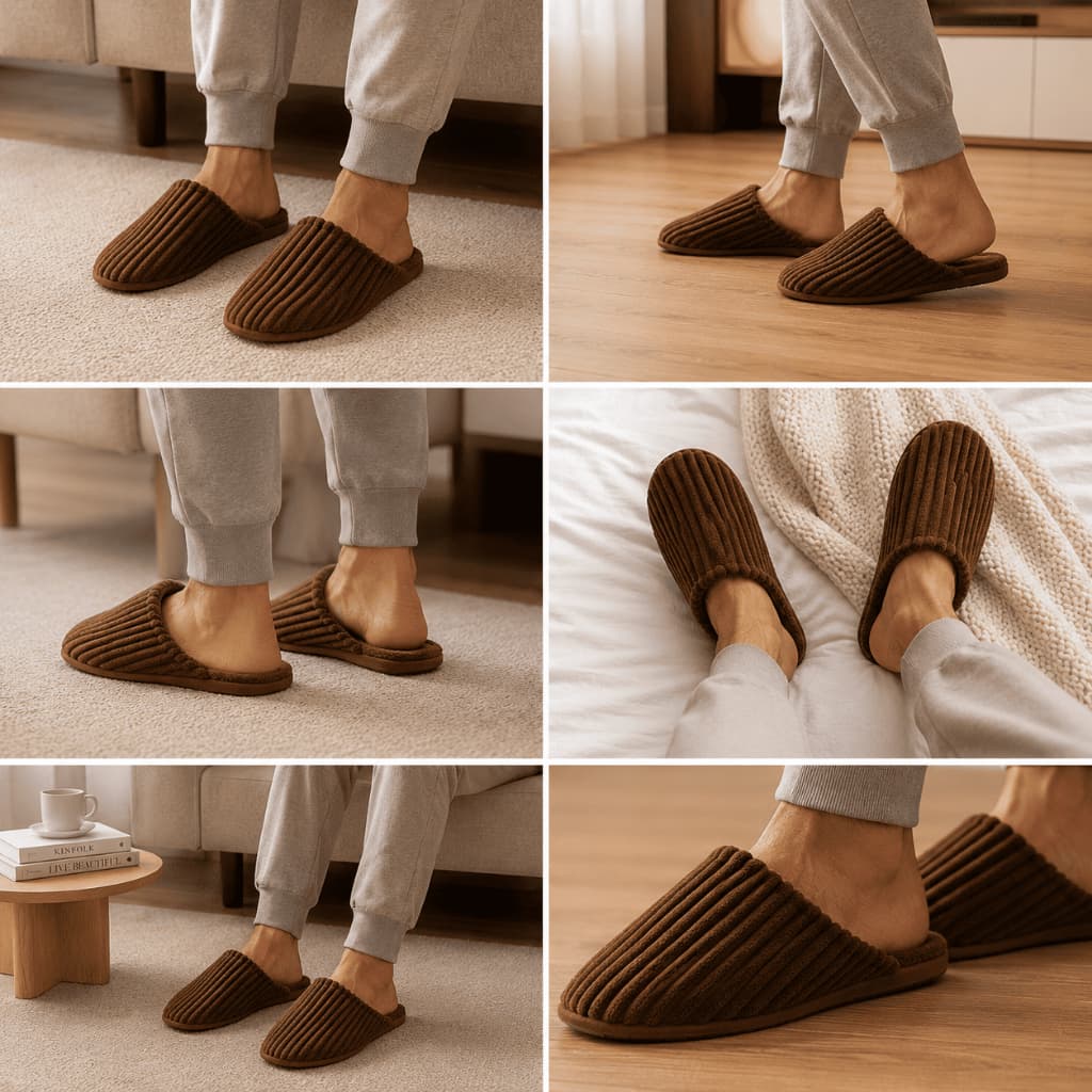 Pantufa Unissex Canelada Peluciada Quentinha Antiderrapante Confortável Inverno Premium