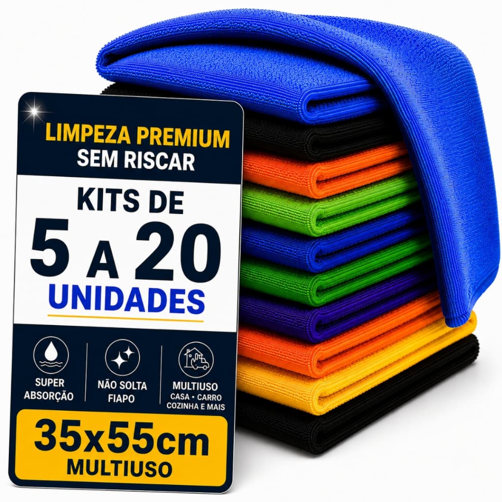 Pano Microfibra Grande Premium 35x55cm - Neves - Multiuso - Chão - Limpeza Geral - Multicores