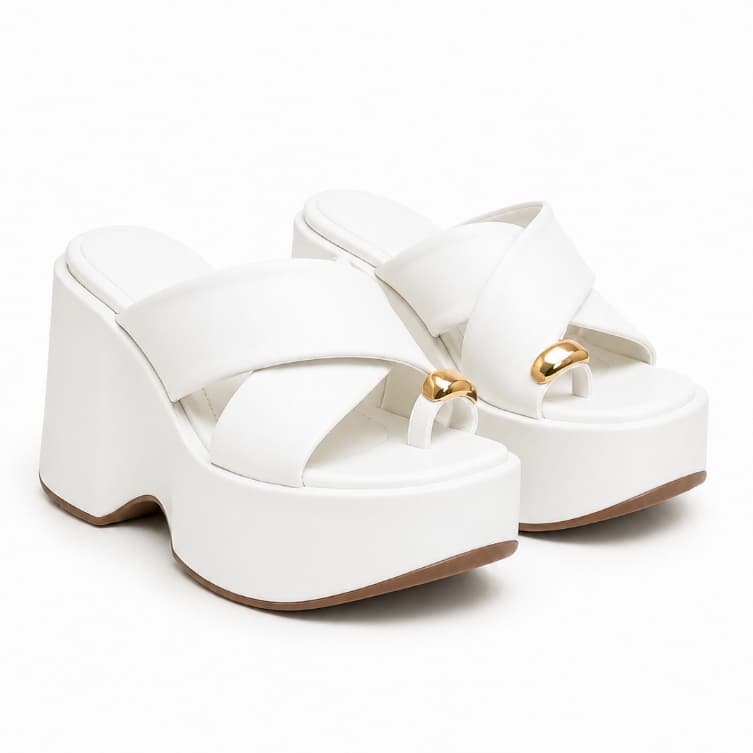 Tamanco Feminino Sandália Conforto Salto Alto Flat Plataforma Leve Chinelo Dedo