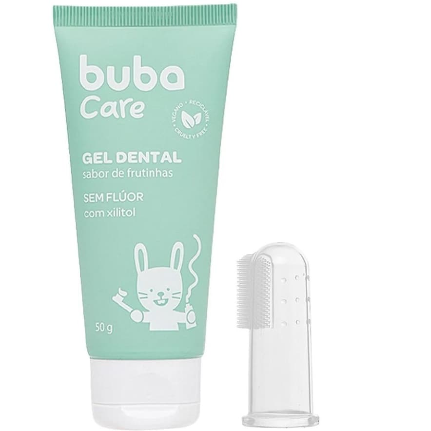 Gel Dental Buba sem Flúor com Escova Massageadora Buba Care 50g (0m+) Pasta de dente buba