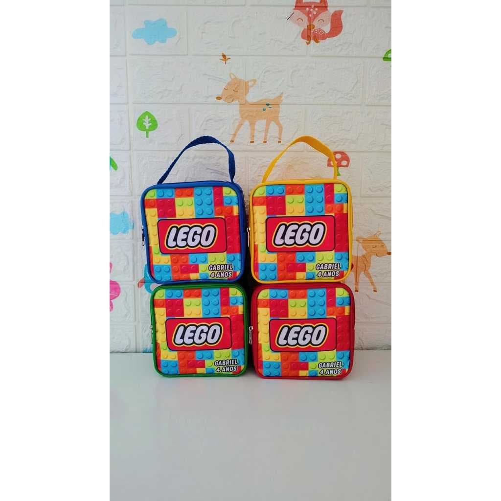 Kit 10 Maletas Tema Lego/material nylon600/festa infantil/bolsa personalizada/tamanho15x15/lembrancinha