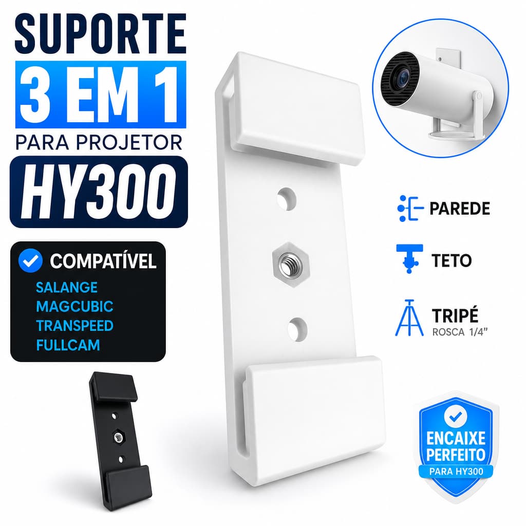 Suporte Projetor HY300 Magcubic Salange Transpeed Parede Teto Tripé Ring Light Rosca 1/4