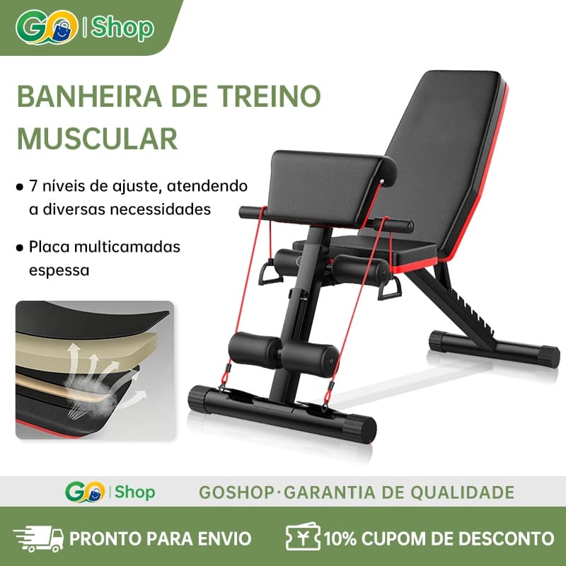 Banco Banqueta De Musculação E Academia Regulável carga 400KG 6x1 Reto Declinado Inclinado 7 Graus Para Treinos