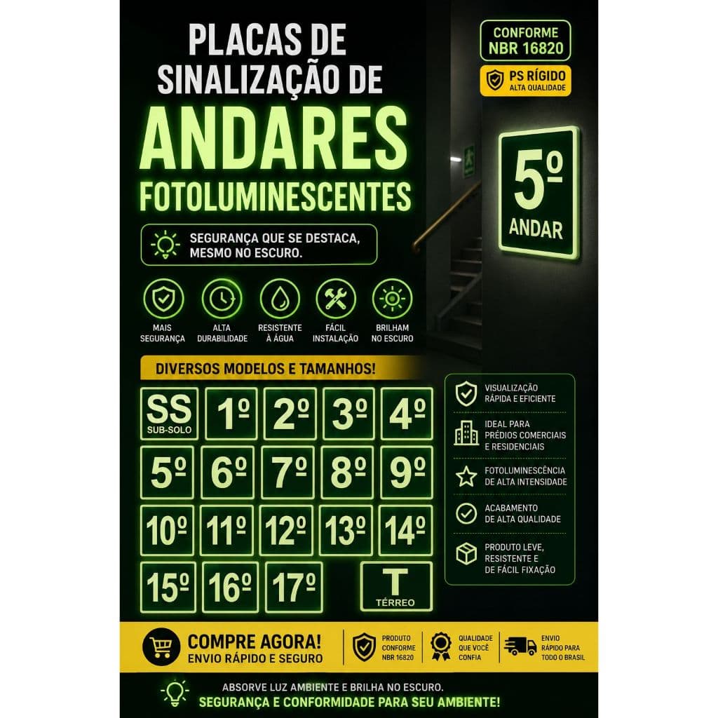 Placas de sinalização de ANDARES - MONTE SEU KIT - ou solicite um kit personalizado