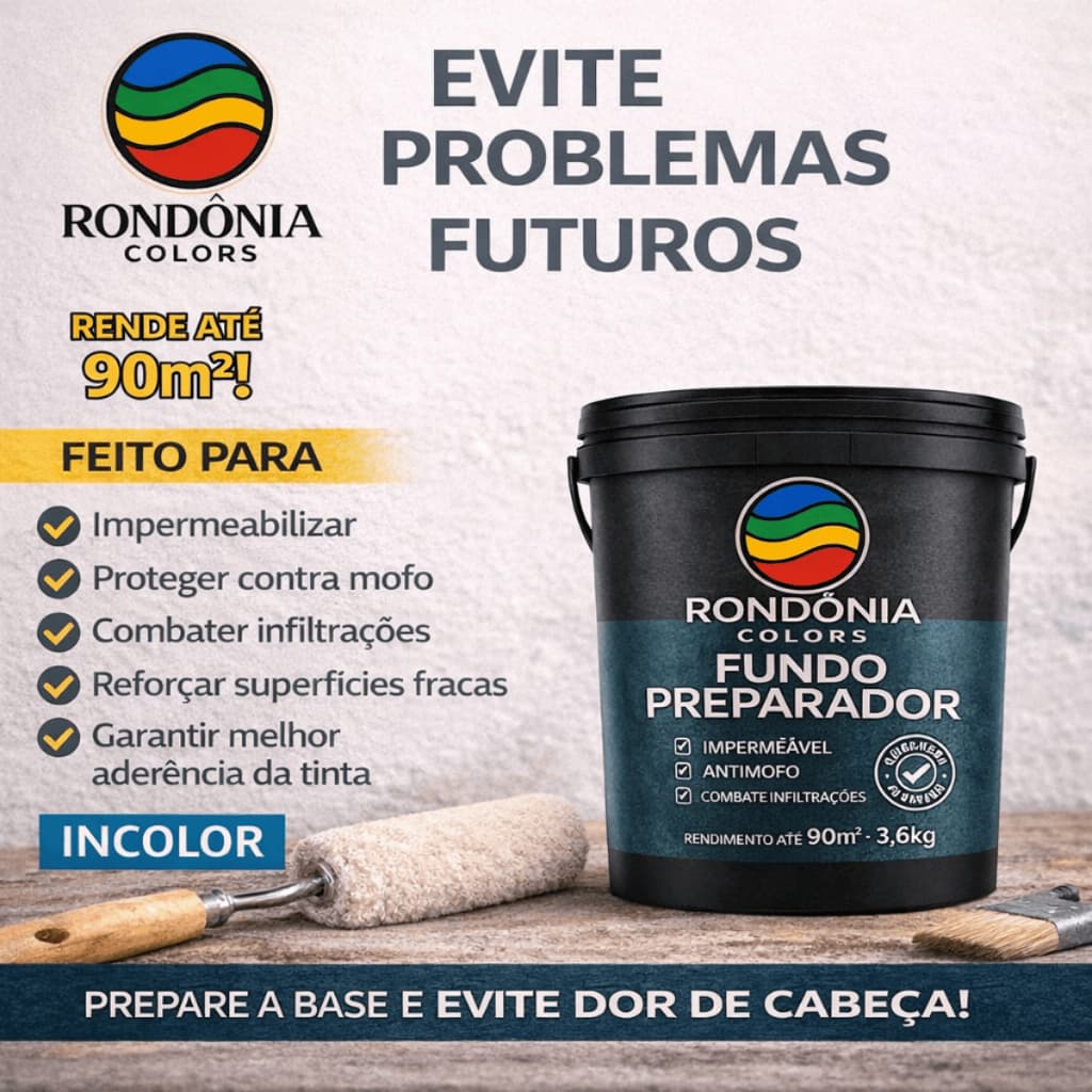Fundo Preparador 3,6L Alta Cobertura Parede  Reboco Novo Econômico Extra Forte Boa Aderência