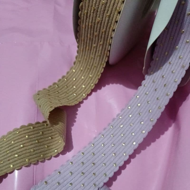 Fita cotele com pontinhos dourado 38mm