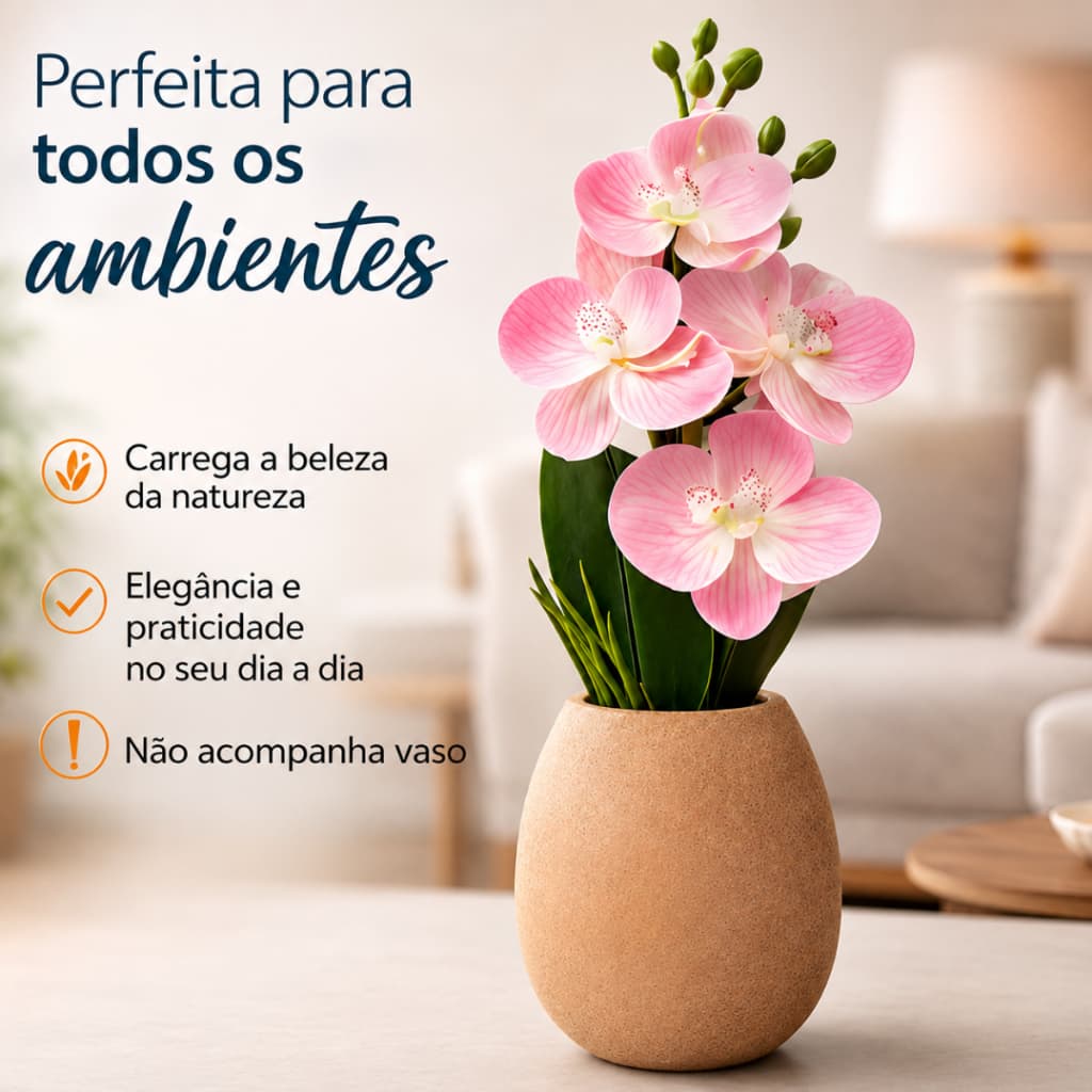 Galho De Orquidea Artificial Haste Flexivel Decoração Realista