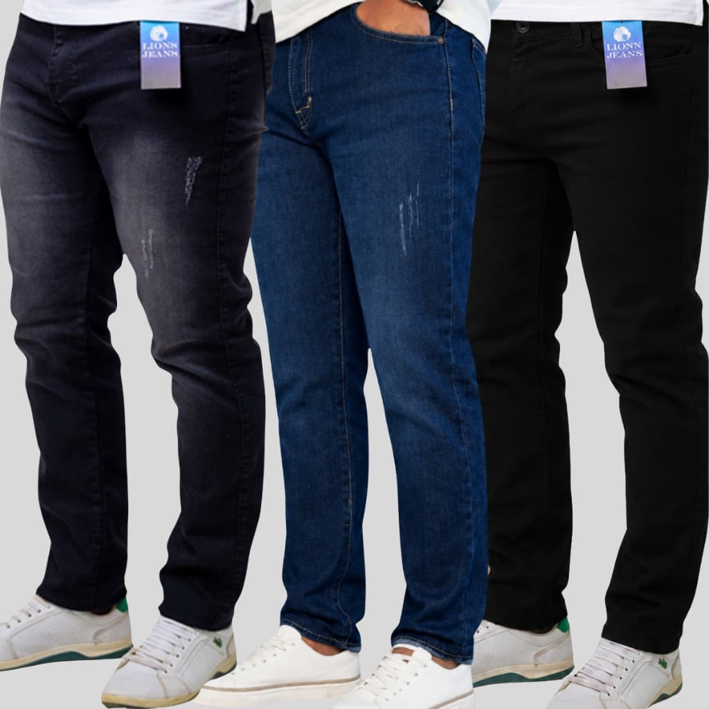 Kit 3 Calças Masculinas Jeans Com Lycra Elastano Premium Não Aperta | Envio Imediato - Top