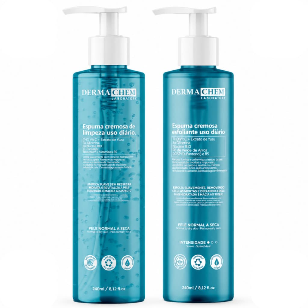 Kit Skin Care Sabonete e Esfoliante Espuma de Limpeza Facial Dermachem 240ml