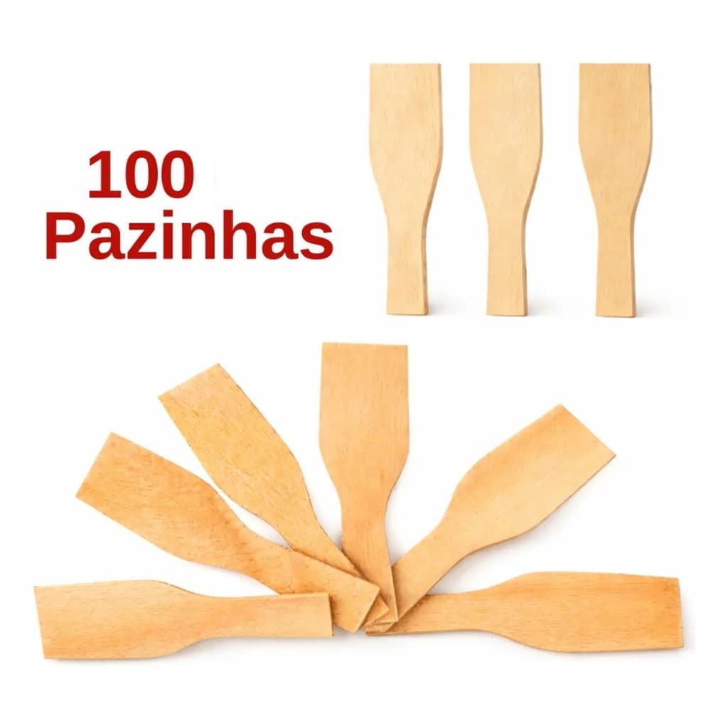 KIT 100 Unidades Pazinha Sorvete Madeira Estilo/granel 6cm Gaborardi / Estilo