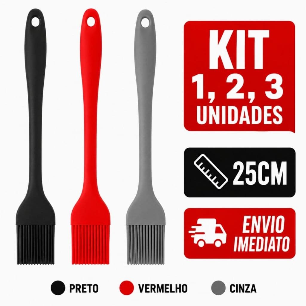 Pincel Culinário Silicone Grande 25cm Utensilios De Cozinha Confeitaria Untar Forma Assadeira 1/2/3
