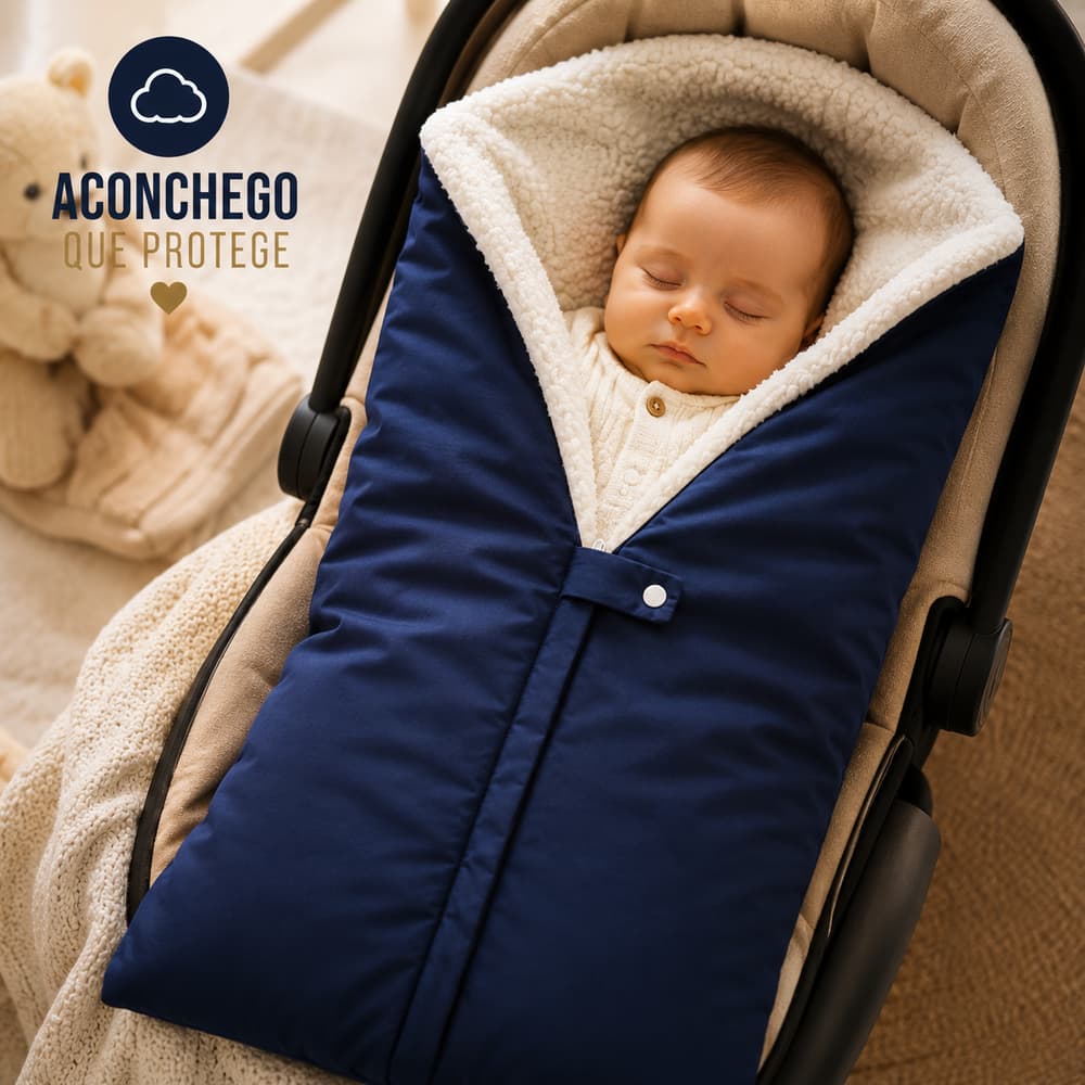 Saco Porta Bebê Sherpa Quentinho Percal Hipoalergênico Com Zíper Luxo