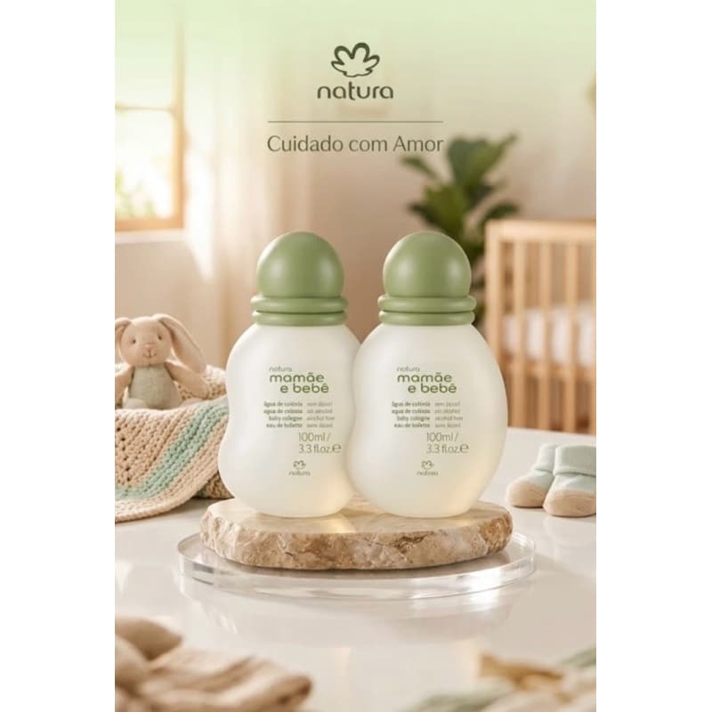 Kit com 2 Unidades - Água De Colônia Mamãe E Bebê Natura 100ml Original Desde 1º Dia De Vida