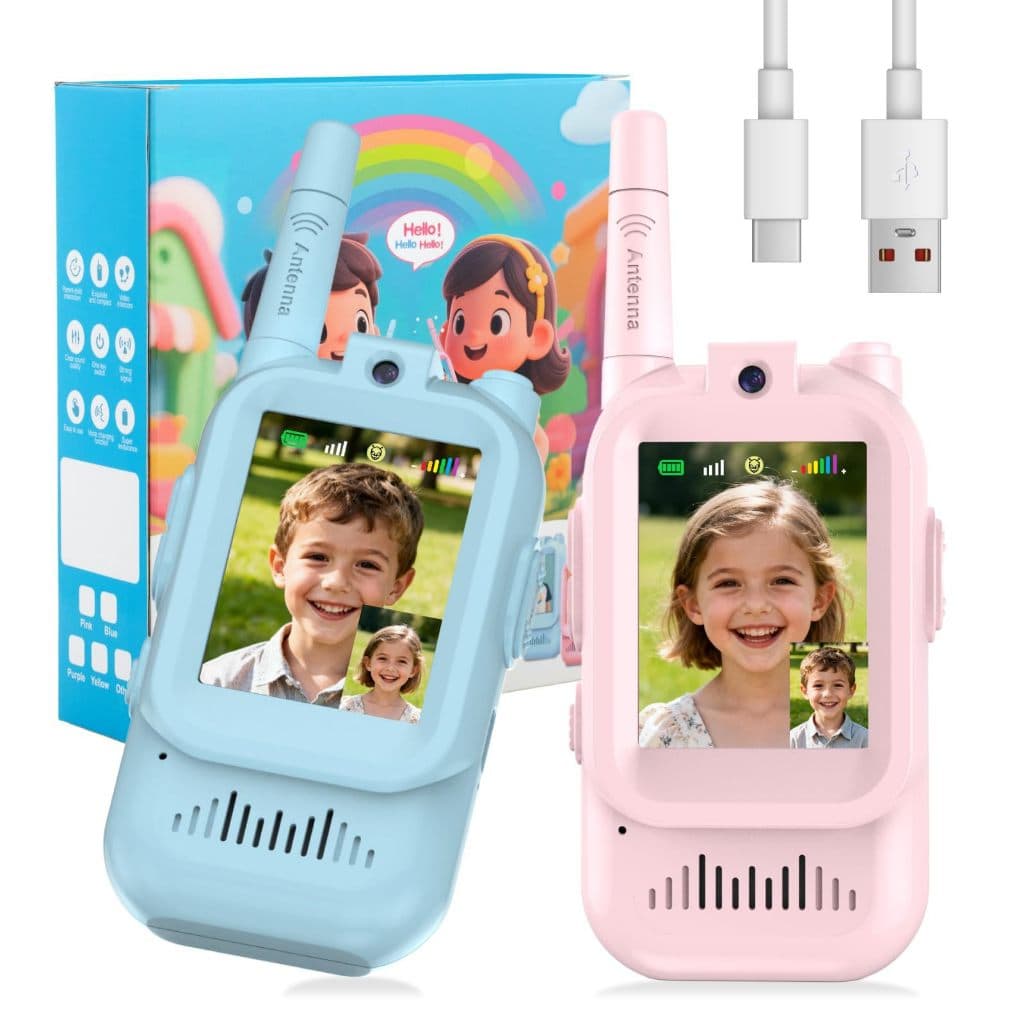 Walkie-Talkie De Vídeo Infantil , Pacote Com 2 Conversor De Voz De Tela E Bate-Papo Em Tempo Real , Presentes De Longo A