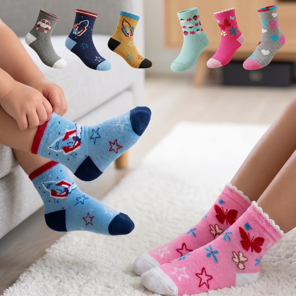 Meia Infantil Menina Menino Kit 6 ou 12 Pares Criança Bebe 2 a 10 Anos