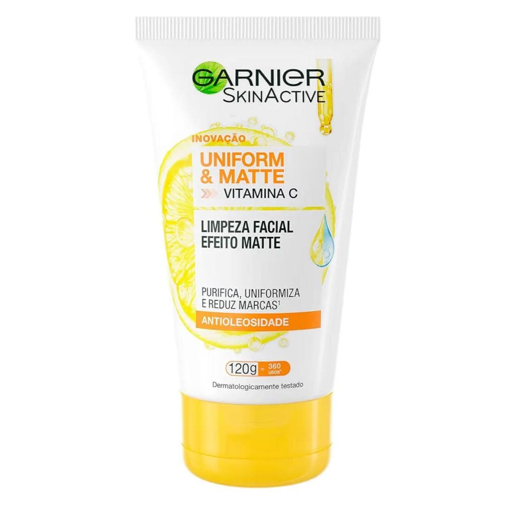 Sabonete Garnier Uniform & Matte Vitamina C 120g - Remove Oleosidade, Maquiagem e Marcas