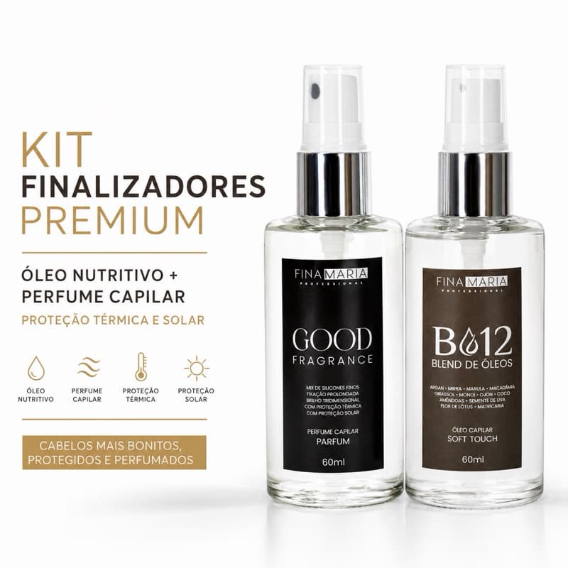 KIT ÓLEO NUTRITIVO + PERFUME CAPILAR PREMIUM | FINALIZADORES DE SALÃO | FINA MARIA PROFESSIONAL