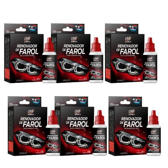 Renovador de Farol Orbi Tira Amarelado e Aspecto Fosco Revitalizador 50ml + Estopa - 6 UNIDADES