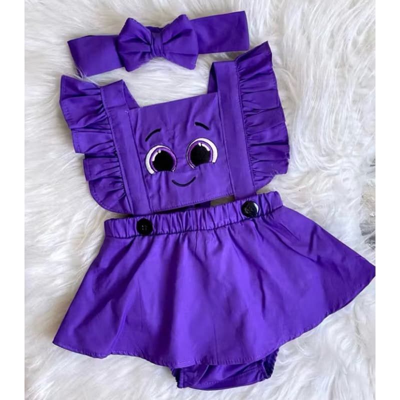 Jardineira Infantil Romper BoloFofos Menina Bebê + Faixa de Cabelo jardineira Vaquinha Bezerrinha Mesversário Temático