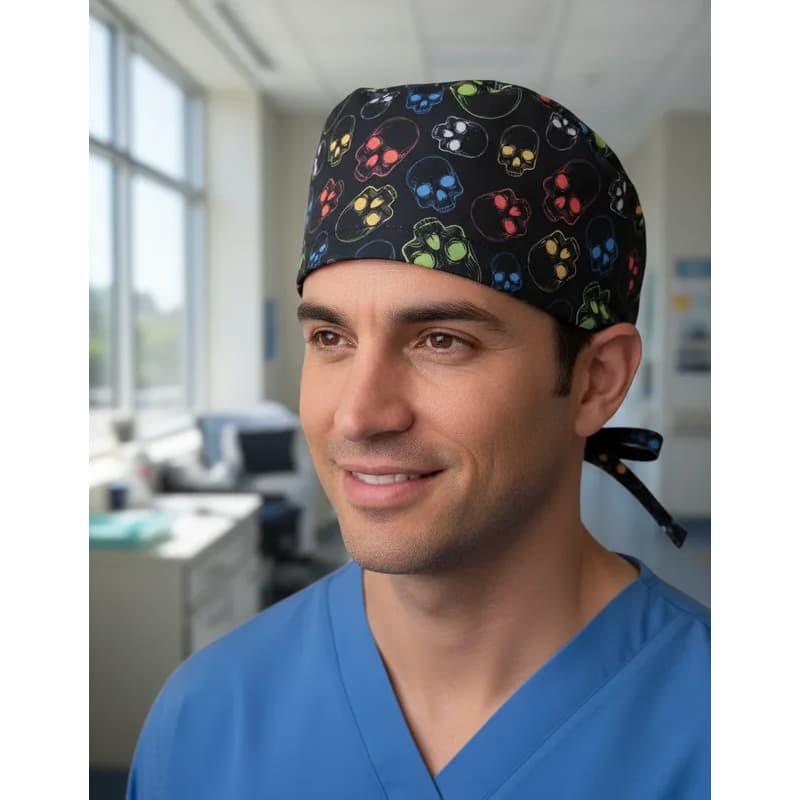 Touca Cirúrgica Uniforme  Hospitalar Enfermagem Medicina Odonto  Vet Caveira Colorida
