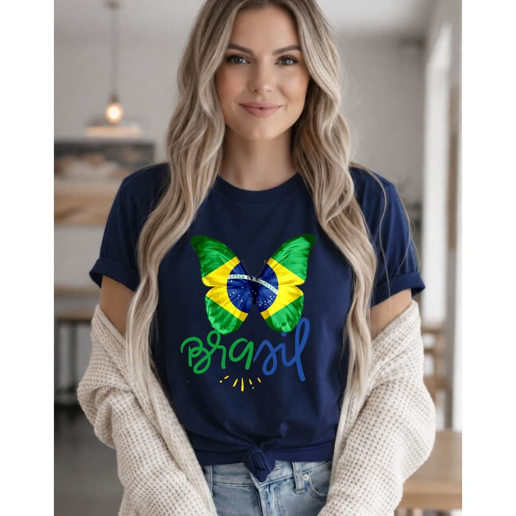 Camiseta Unissex com estampa Borboleta Brasil - Lançamento Modelo Premium