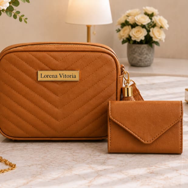 Kit Bolsa Feminina Lorena Vitória + Porta Cartão Elegante Casual