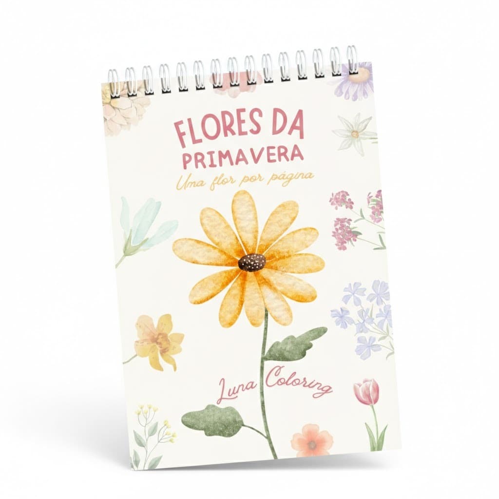 Livro Flores para Colorir Edição Especial Floral Uma Página por Flor Relaxante Papel Premium 180g A5 Capa Dura
