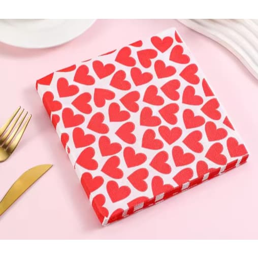 Guardanapo de Papel Folha Dupla Coração Dia dos Namorados Romântico Descartável 33x33cm Decorativo Festa Aniversário